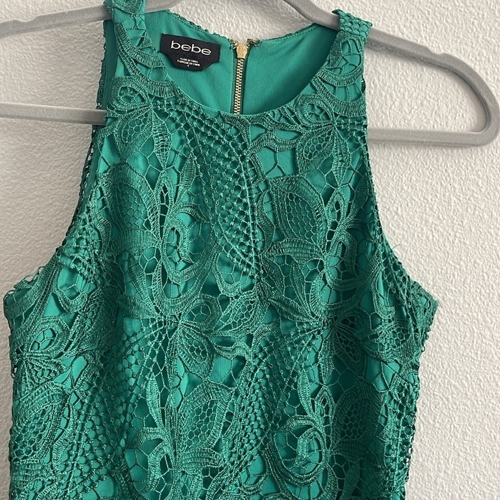 Bebe Ladies Dressy Sleeveless Mid-Calf Lace Dress Green Size 4 - Picture 6 of 13